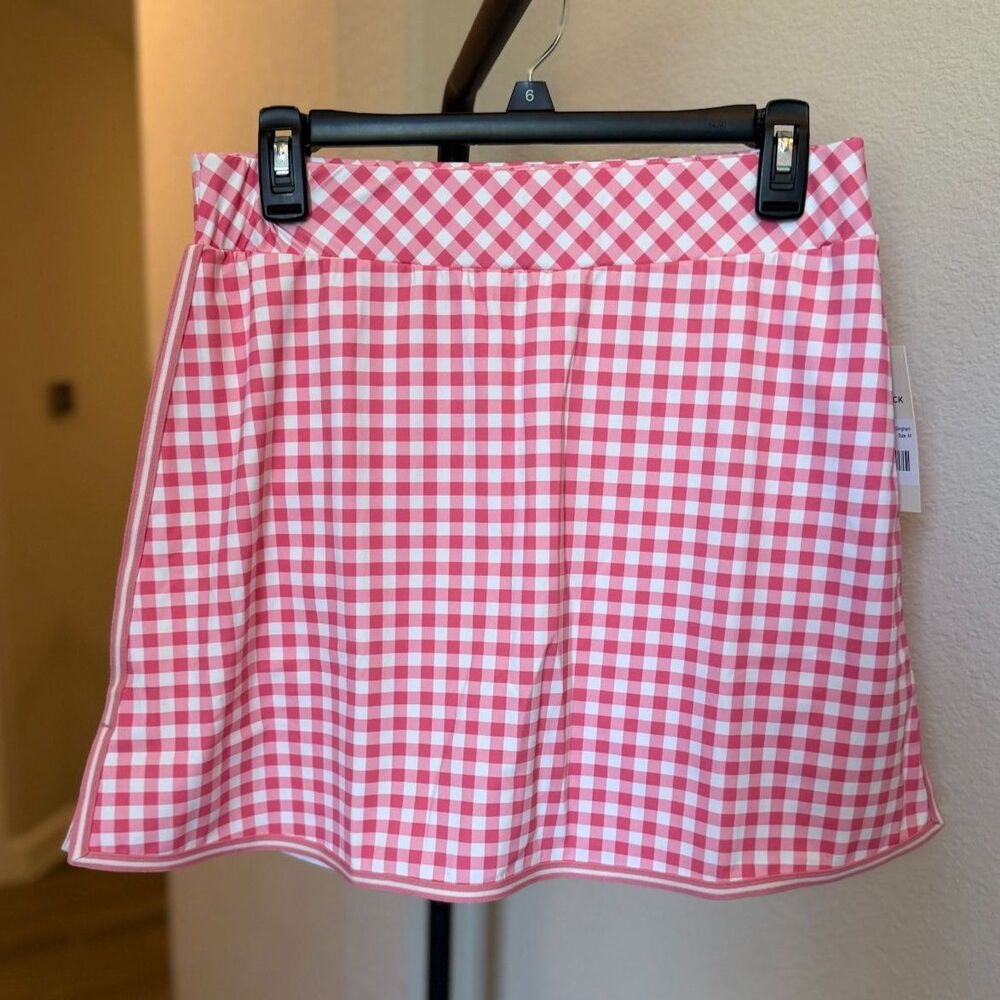 NWT Tuckernuck Karrie Pink Gingham 16in Golf Tennis Skort Size M
